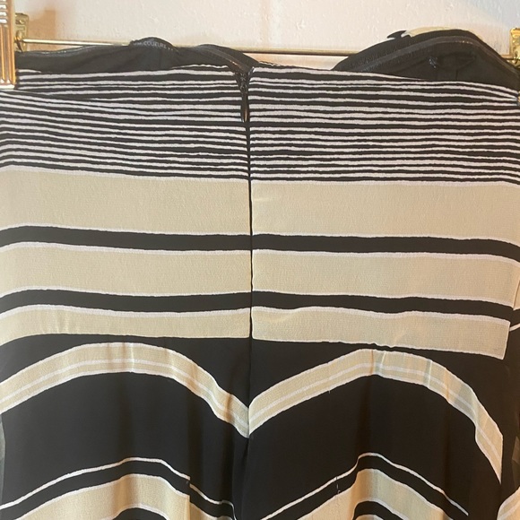 MM Couture by Miss Me Tan Black Stripe Strapless Party Cocktail Dress - Picture 8 of 11